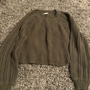 American eagle cropped olive green sweater